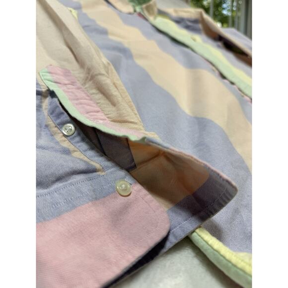Polo Ralph Lauren VTG Rare Oxford Shirt Mens Med Multi Striped Pastel - Picture 3 of 5
